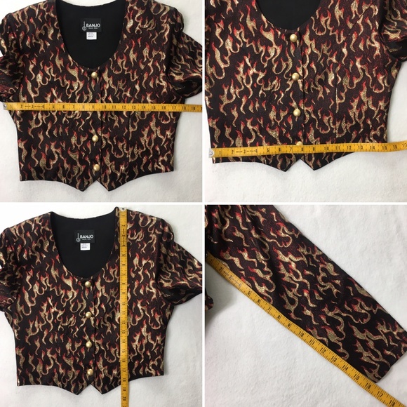 Vintage Banjo Dallas Western Jacket Flames Moto M - Picture 8 of 8